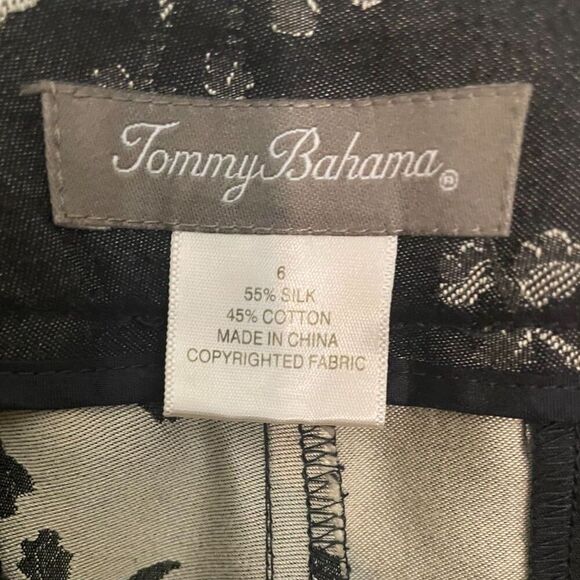 Tommy Bahama Silk Blend Pants Black and Gray Jacquard Brocade, Slim, Size 8, EUC - Picture 4 of 4